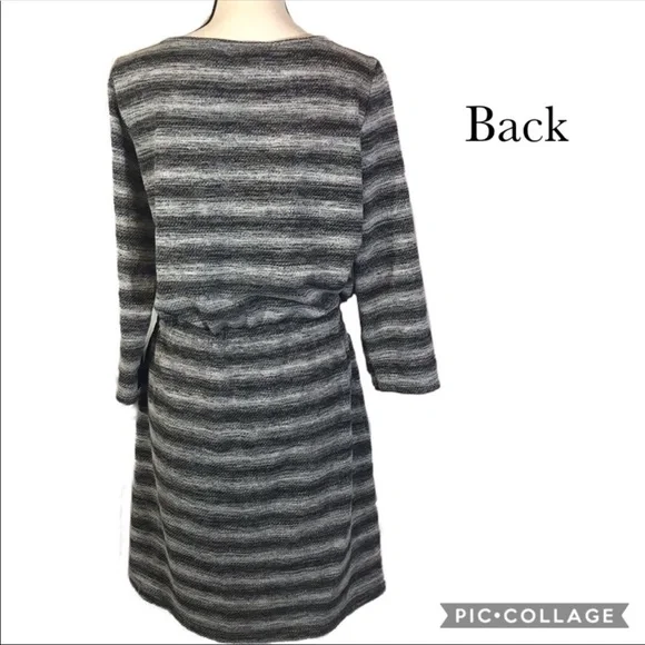 Loft Factory Black Grey Knit Drawstring Dress L - Picture 2 of 6